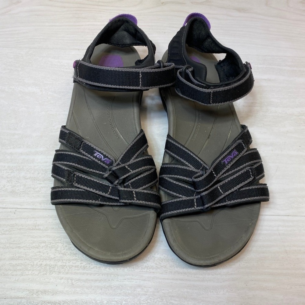 Teva Womens 8 Tirra Sport Sandals Strappy Hiking Black Grey Purple 4266 Outdoor